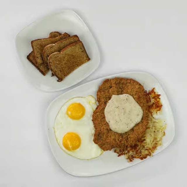 Country Fried Steak & 2 Eggs.