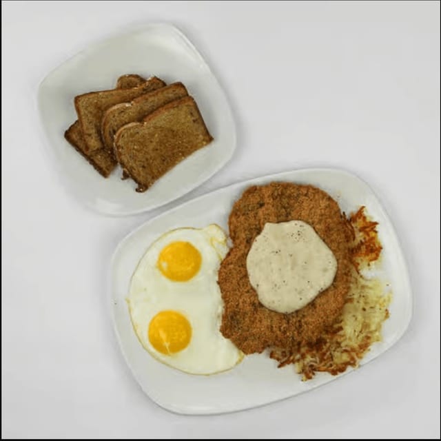 Country Fried Steak & 2 Eggs.